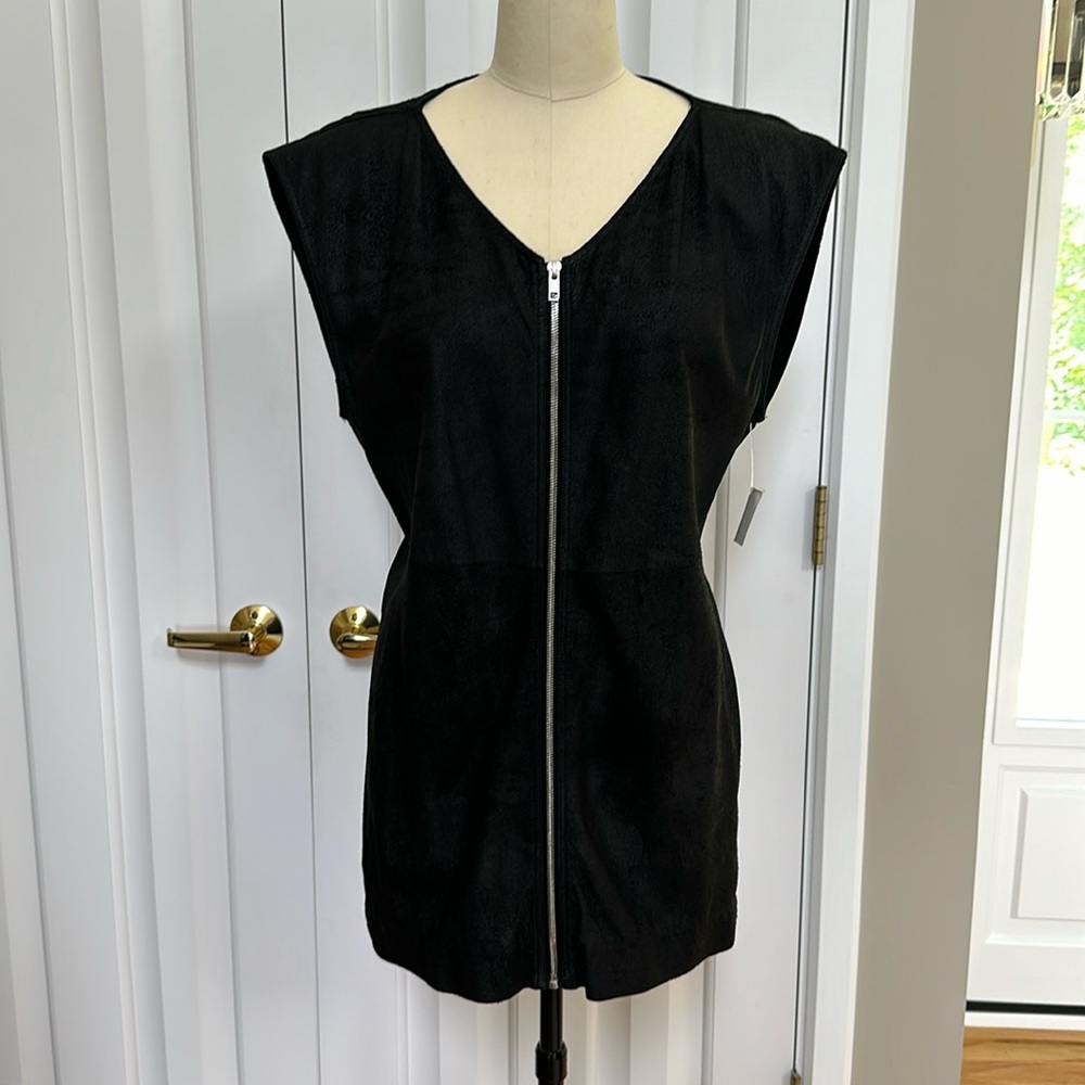 Rick Owens signature texture leather top tunic shirt NWT